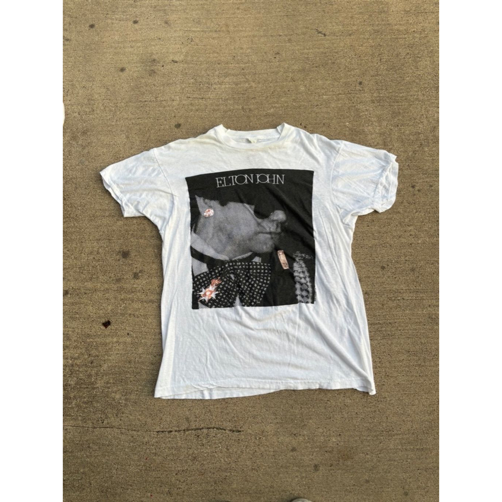 Men's Vintage Elton John T-Shirt M White